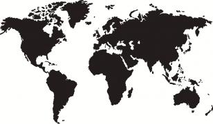 Black and White World Map Mural