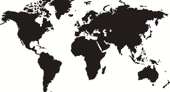 Black and White World Map Mural