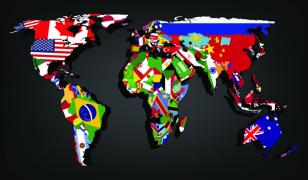 World Map Flags Mural