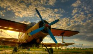 Plane at Sunset Mural