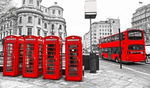 Red Bus and Telephone Mural