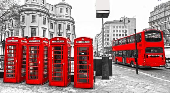 Red Bus and Telephone Mural