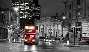 London Bus at Night Mural